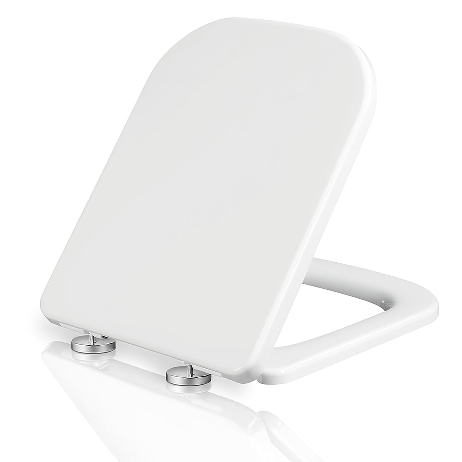 Mass Dynamic Square Toilet Seat with Soft Close Top Fix Toilet Seats with One Button Quick Release Cleaning for Better Hygiene, Rectangle Loo Seat with Adjustable Hinges — image 1