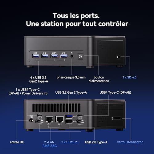 GEEKOM IT13MAX Mini AI PC with Intel Core Ultra 9 185H, Intel Arc 140T 99 Tops, DDR5 up to 128GB, M.2 PCIe 4.0 + SATA, WiFi 7, USB4, Dual LAN 2.5G, 4 8K Displays, High Performance Mini Computer