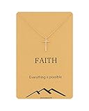 Zealmer Gold Cross Necklace Religious Crucifix Pendant Necklace with Faith Reminder Card