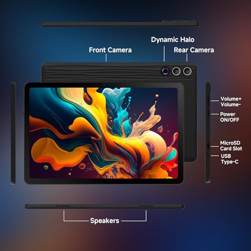 Gleeso Tablet 11,5 Pollici｜Android Tablet con Octa-Core, 30GB RAM 1TB TF, 2000*1920 2K Android Tablet con Sblocco Facciale, Widevine L1, Bluetooth 5.4 / WiFi 5G, 13MP Fotocamera, Tablet PC OTG - Nero