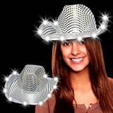 Loftus International Glitz, Glitter and Bling Glitzy Silver Sequin Cowboy Hat with LED Lights