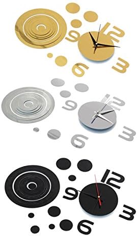 DIY 3D Home Decoration Crystal Mirror Wall Clock Room Decor (Random: Color)