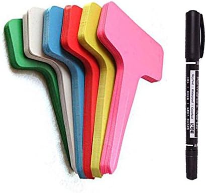 100PCS 6 x 10cm Plastic Waterproof Plant Seed Label Pot Marker Nursery Garden Labels Tags with 1PC Plant Marker Pen (Colorful)