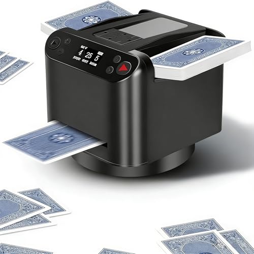 Meanton Barajador de Cartas Automatico, Repartidor de Cartas Automatico, Barajadora Automática de Póquer, Distribuidor Automático con Rotación de 360, Barajadoras y Repartidoras Automáticas 2 en 1