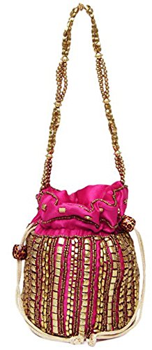 ruhi's creations&reg; elegant jaipuri heavy work potlis (pink)