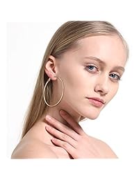 AIDSOTOU 4-12 Pairs Big Hoop Earrings Set for Women Girls Gold Plated Rose Gold Plated Silver Stainless Steel Hoop Earrings Fashion Large Earrings for Sensitive Ears