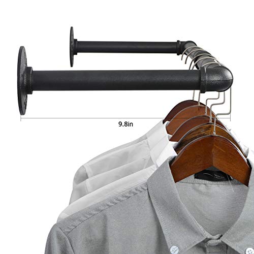OROPY Industrial Pipe Clothes Rack 38.4", Heavy Duty Detachable Wall Mounted Black Iron Garment
