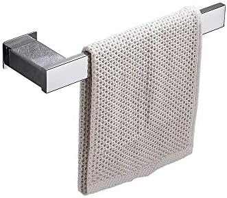 No Drill Towel Holder Stainless Steel Bath Hand Towel Ring Towel Holder Hanging Towel Hanger Bathroom Accessories Contemporary Hotel Square Style Wall Mount，Chrome