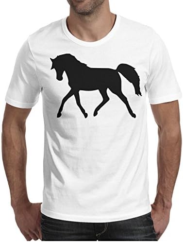 Eoyles Black Horse Men Comfortable Casual Round Neck White T Shirt Design