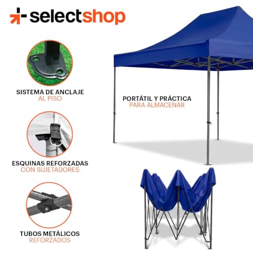 SELECTSHOP Carpa Toldo 2x3M Reforzado Plegable Impermeable Facil Armado Y Transporte para Jardín Casa Exterior Uso Rudo Acero Lona (Azul)