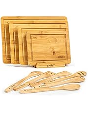 Smirly Bamboo Cutting Board Set: Wood Cutting Boards for Kitchen, Wood Cutting Board Set, Chopping Board Set, Wooden Cutting Boards for Kitchen Large Wooden Cutting Board Set, Small Cutting Board Wood