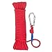 Nylon Twisted Braided Rope, 8mm x 20M(65ft) Utility Rope w/ D-Ring Locking Carabiner, 1000 Lbs Breaking Strength All-Purpose Rope for Moving, Camping, Towing, Outdoor Adventure, Gardening, Boat Docks