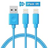 Alanda iPhone Charger 2pcs 6ft High Speed Durable Lightning to USB Data & Sync Charging Cable for iPhone 7 SE 6s 6 6 plus 5 5s iPad Air and Mini iPod Touch 5th Compatible with iOS(Blue)