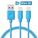 Alanda iPhone Charger 2pcs 6ft High Speed Durable Lightning to USB Data & Sync Charging Cable for iPhone 7 SE 6s 6 6 plus 5 5s iPad Air and Mini iPod Touch 5th Compatible with iOS(Blue)