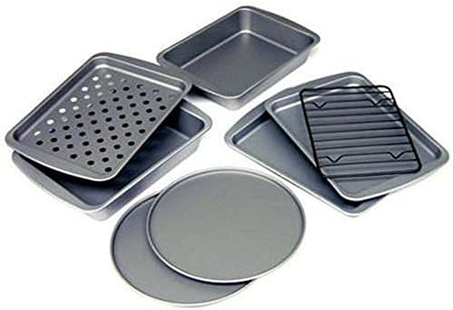 8-Piece Nonstick Toaster Oven Set Heavyweight Steel Construction DuraGlide Plus Finish Dishwasher Safe BakerEze Easy Clean Up Fits Most Toaster Ovens Personal Consumption Treats