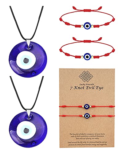 Long tiantian Evil Eye Necklace for Women Evil Eye Pendant Protection Necklaces for Men Leather Rope Glass Inspirational Jewelry Lucky Amulet Necklace Trendy Gifts for Friends