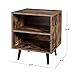 VASAGLE Nightstand, End Table with 2 Open Compartments and Pinewood Legs, Beside Table for Bedroom, 19.7 x 15.7 x 22.8 Inches, Rustic Brown ULET72BX