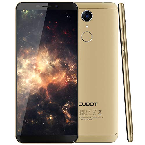 CUBOT NOVA (2018) 4G Network Pantalla 18:9 / 5.5? Android 8.1 Dual 4G Dual Sim Teléfono Libre, Huellas Dectilares, 3GB + 16GB, Cámara Trasera 13MP/ Frontal 8MP, Procesador Quad-Core MT6739, Wifi, Bluetooth,GPS, Oro