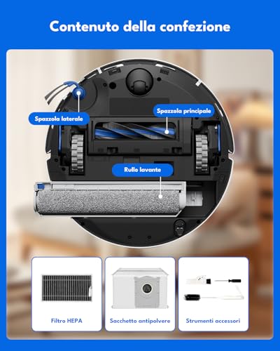 iRobacc Pack of 23 Accessories for ECOVACS DEEBOT T90 OMNI/T90 PRO OMNI/X12 PRO OMNI Robot Vacuum Cleaner: 1 Main Brushes, 2 Roller Brushes, 6 Side Brushes, 5 HEPA Filters, 6 Bags