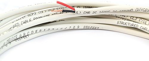 50FT SPEAKER CABLE 16AWG 16/2 CL3R IN WALL 16 GAUGE AUDIO WIRE 2CONDUCTORS UL