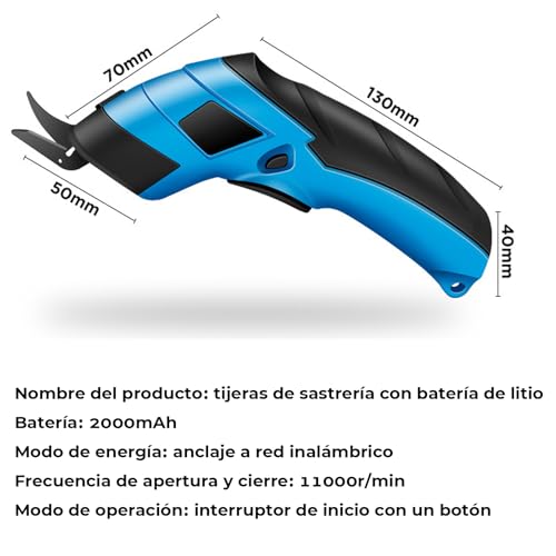 WULAR Tijeras Electricas Carton Con 2 Cuchillas, Tijeras Electricas Inalambrica Recargable, Tijeras Eléctricas para Tela, Cortador de Carton, Cortadora de Telas para Alfombras de Cuero, Plásticos