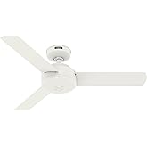 Hunter 44 inch Indoor Ceiling Fan No Light - White Modern Ceiling Fan without Light, 3 Blades, Standard Mount, For Bedroom, L