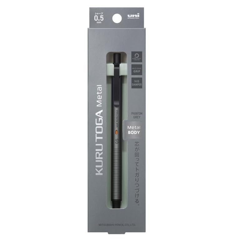 Photo 1 of KURUTOGA Mitsubishi Pencil Mechanical Pencil Metal 0.5mm Phantom Gray M5KH1P.23 With Original Stylus Ballpoint Touch Pen