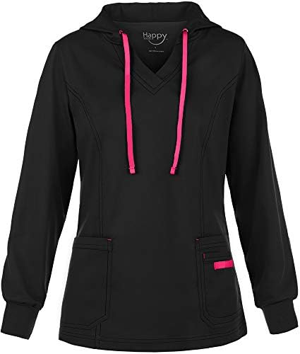 Happy Scrubs Women's Stretch Hoodie Scrub Jacket (XS-3X, 9 Colors)