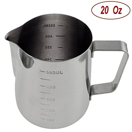 Autoark Durable 18/8 Gauge Stainless Steel Steaming Frothing Pitcher for Espresso Machines,Milk Frothers & Latte Art,20 Oz,AH-001