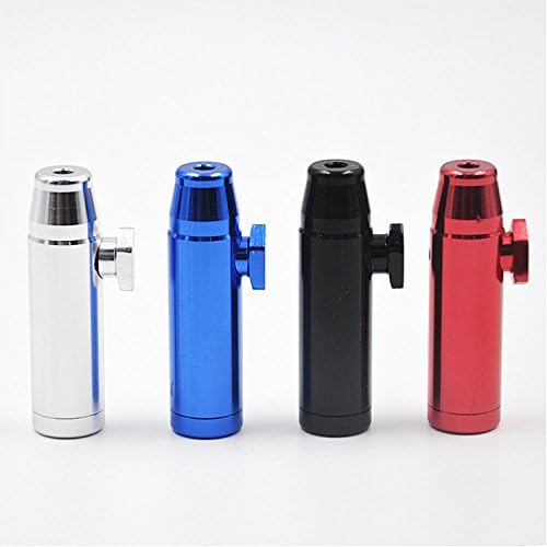 Snuff Bullet Acrylic Plastic Snuff Dispenser Snorter Bullet Rocket Shape Nasal Sniff by BesTim 2pcs (Sliver + Red Color)