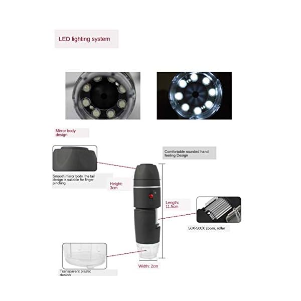 1600X Megapixel, USB-Mikroskop 1000X 5000X Digital-Mikroskop-Kamera 8LED Lupe Endoskop für Android MAC Fenste – Bild 5