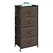 mDesign Vertical Dresser Storage Tower - Sturdy Steel Frame, Wood Top, Easy Pull Fabric Bins - Organizer Unit for Bedroom, Hallway, Entryway, Closets - Textured Print - 4 Drawers - Espresso Brown