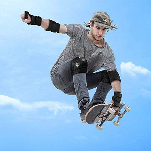 IPSXP Knee Pads Set, Protective Gear for Kid Children Teenager Adult with Knee Elbow Wrist Pads for Rollerblading, Skating, Skateboard, Scooter, Biking, Cycling (45-57.5 kg)