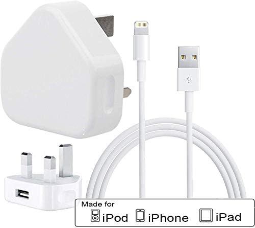 EntityTradePark - [Premium Quality Replacement Charger White 3 Pin Main UK CE Approved For iPhone 8, 8 Plus, iPhone X iPhone 7 iPhone 7 Plus iPhone 6 6s 6Plus iPhone XR, XS MAX USB Plug Charger