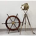 THOR INSTRUMENTS Theater Antique Searchlight Nautical Wooden Tripod Retro Spotlight LED Studio Focus Lamp Home Decor Rustic Vintage Home Decor Gifts