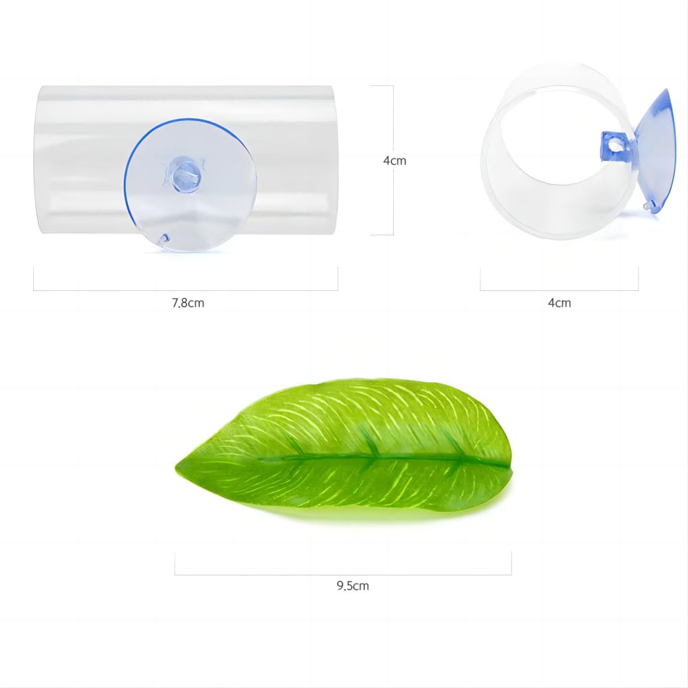 Tunnel E Foglia Per Acquario Betta - Giocattolo In Acrilico Con Ventosa Per Pesci E Gamberetti