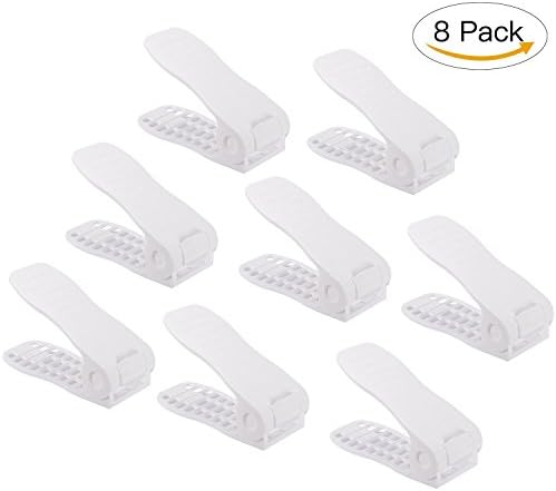 Doingart Adjustable Shoe Racks Storage - 8 pcs Plastic Shoe Slots Space Saver Shoe Organizer Shoe Rack Holder for Men or Ladies (White)