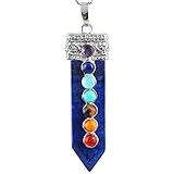 SUNYIK Lapis Lzuli 7 Chakra Crystal Point Pendant,Sword of Life,Healing Chakra Jewelry