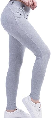 Benta Women Low Waist pants Push Up Leggings Jeggings Gothic Leggings (M, Grey)