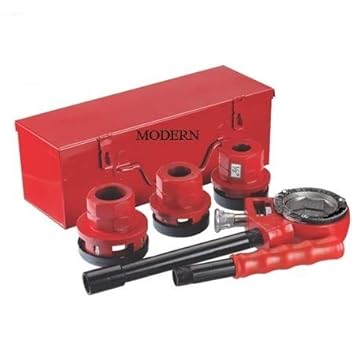MODERN Ratchet Type Pipe Threading Die Set Heavy Duty in Metal Box with Chasers 1/2-3/4-1