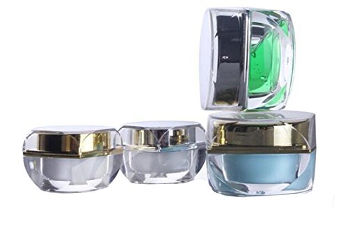 3PCS Silver Acrylic Empty Refillable Bottle Jars Pot Face Cream Lip Balm Eye Shadow Toners Storage Box Cosmetic Sample Containers For Makeup (5ML)