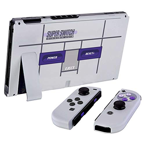 DIY Replacement Shell Case Set for Nintendo Switch, Full Set Buttons Soft Touch Grip Back Plate for Nintendo Switch Console, NS NX Joycon Handheld Controller Housing - Full Set SNES - Thumbnail 2