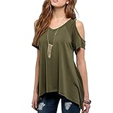 Mikey Store Sexy Women V-Neck Off Shoulder Solid Stretch T-Shirt Tops