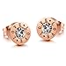 Trusuper Womens Fashion Jewelry Rose Gold Plated Cute Love Titanium Steel Earrings Stud