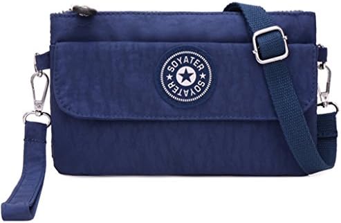 Kecartu Women's Small Water-resistant Nylon Crossbody Messenger Bag Dual Layers Wristlet Clutch Purse Navy