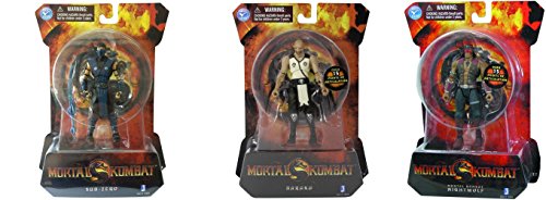 Mortal Kombat Set of 3 Sub-Zero, Baraka & Mortal Kombat Night Wolf Action Figures