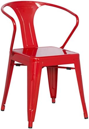 Chintaly Imports Red Galvanized Steel Side Chairs, Set of 4
