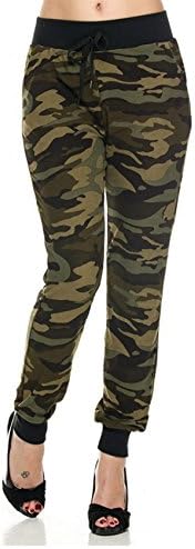Women's Jogger Terry Lounge Long Jersey Pant Drawstring Elastic / Sweat Pants (Small/Medium, CAMO JOGGER)