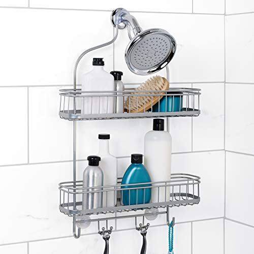 Zenna Home Extra Wide Hanging OvertheShower Caddy, Satin Chrome