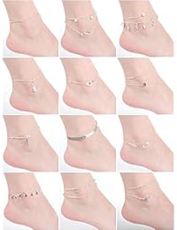 Hicarer 16 Pieces Boho Ankle Bracelets Beach Anklets Foot Chains Adjustable Foot Hand Jewelry for Women Girls